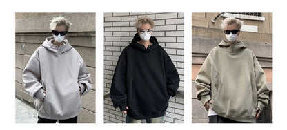 Streetwear New Retro Button Neck Hooded Sweatshirts For Men Autumn Fleece Y2K Vin New Retro Button Neck Hooded Sweatshirts For Men Autumn Fleece Y2K Vintage Hoodies Hip Hop Fashion Streetwear Pullover Hoodie Fashion Sweater Jacket With Graphic Design For Men