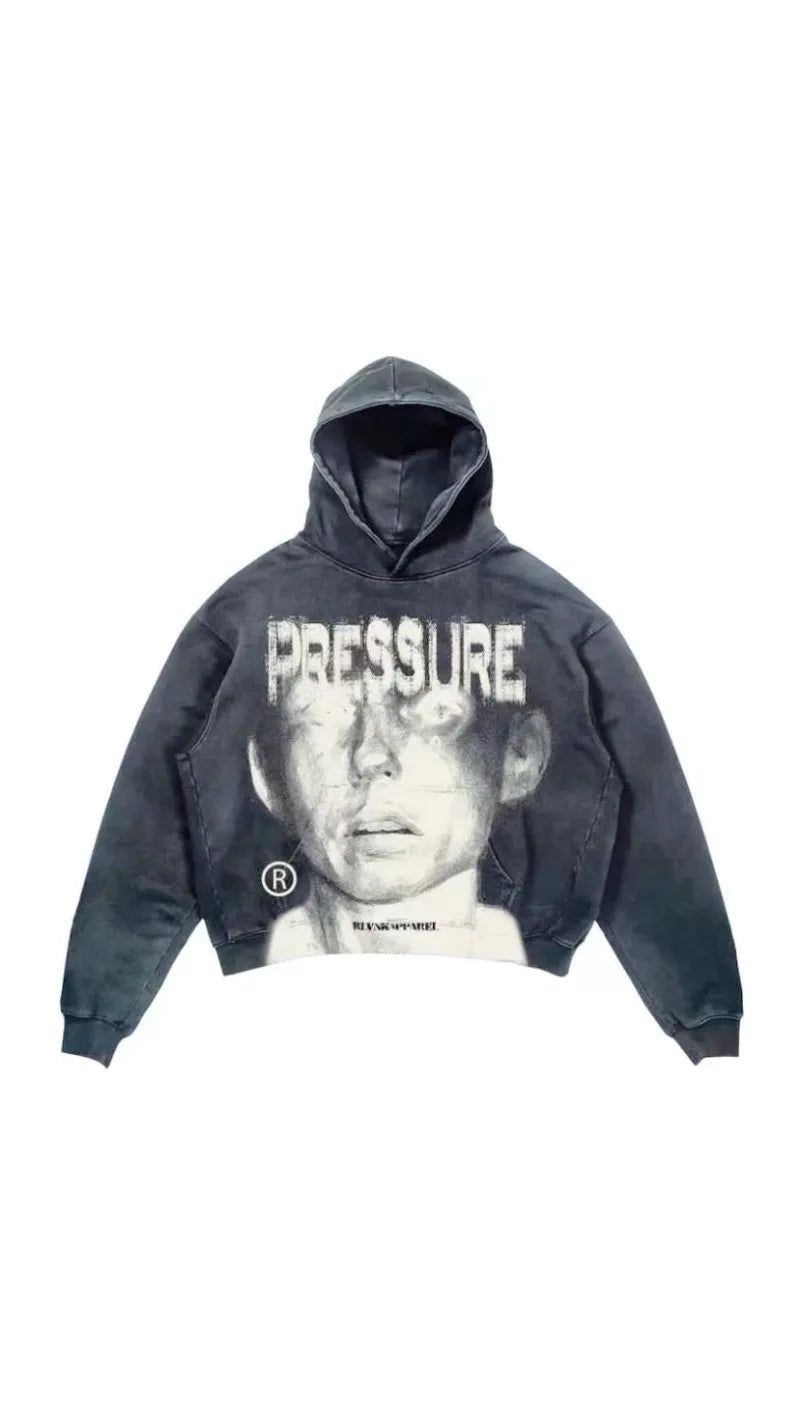 American street lettering portrait printed wash hoodie Men Winter y2k Goth Harajuku couple fashion casual oversized sweatshirt Street King Limited