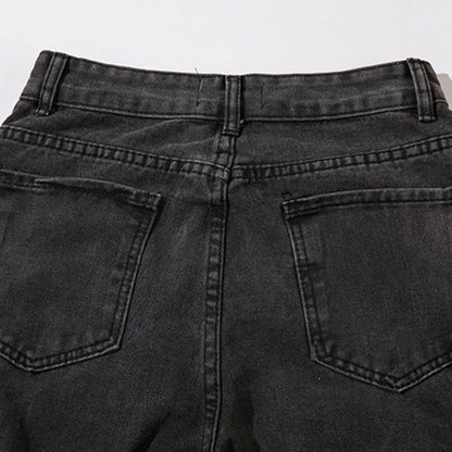 Men Black Jeans Multi-Pocket Distressed Denim Trousers American Vintage Straight Baggy Cargo Pants Hip Hop Streetwear Unisex Street King Limited
