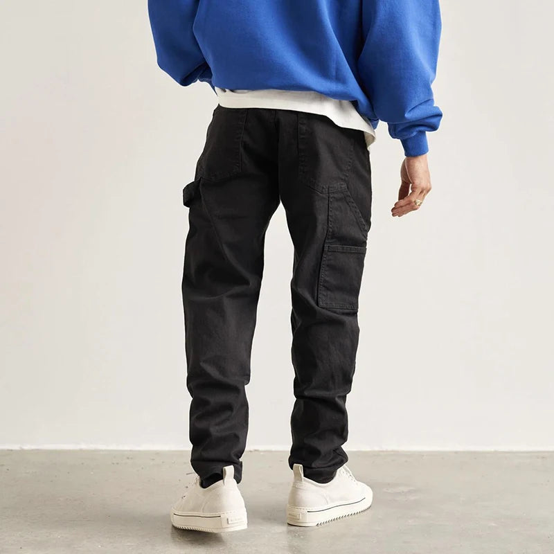 Harajuku Solid Color Pockets Sashes Vibe Style Mens Cargos High Street Casual Straight Oversized Baggy Trousers Loose Overalls Street King Limited