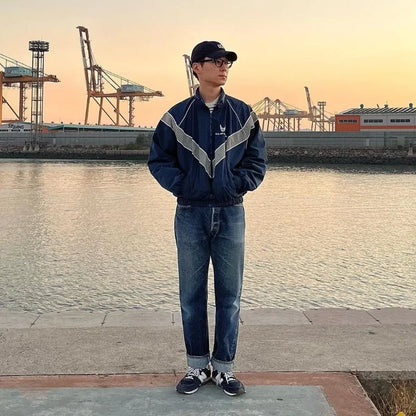 american cargo jacket mens college flight training quick drying color block bomber coat couple high street motorcycle outwear unique cargo style 1794