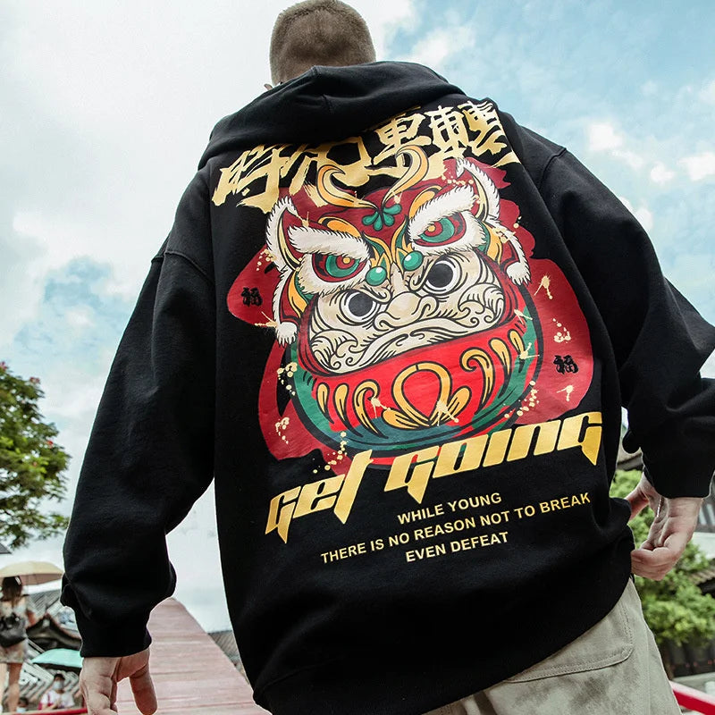 Japanese Streetwear Graphic Print Mens Hoodies Harajuku Fashion Fleece Pullovers Oversized Loose Comfortable Y2K Sweatshirts Street King Limited