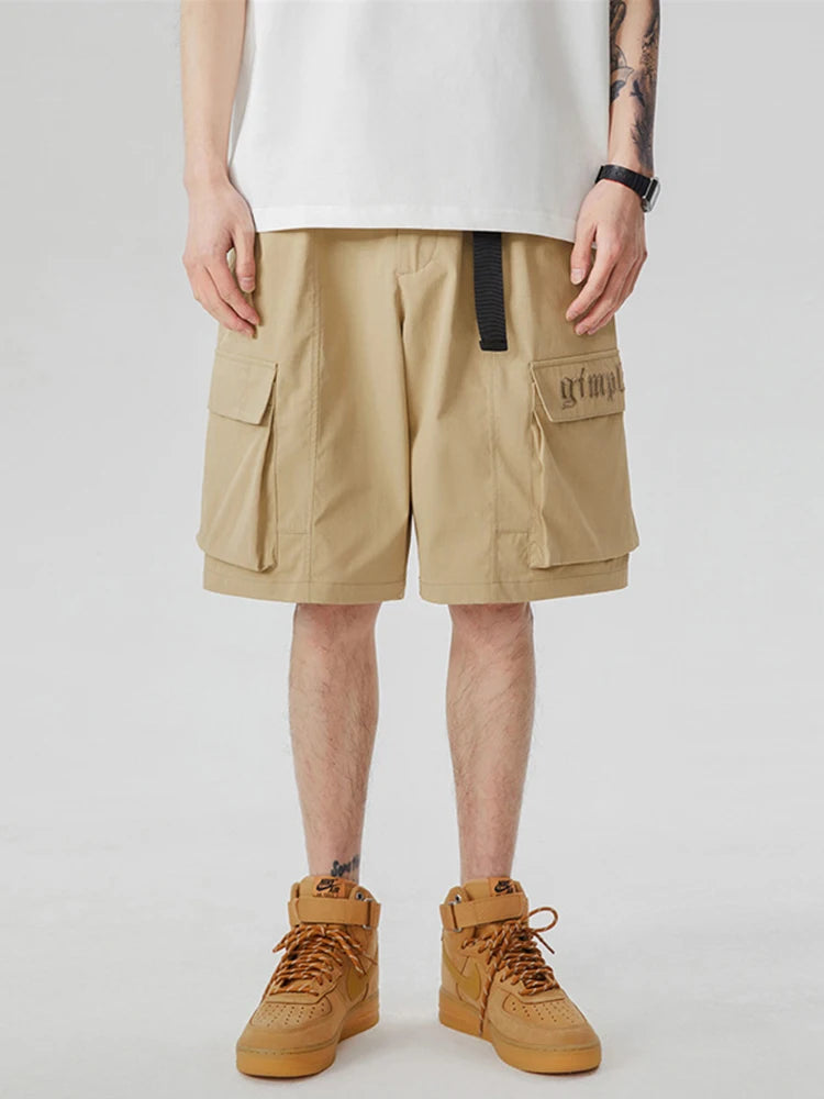 summer new american retro cargo shorts for men casual multi pocket baggy y2k shorts streetwear hip hop embroidery short cargo unique cargo style 304