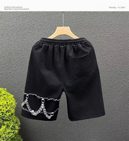 summer men suede straight shorts 2024 new y2k streetwear design drawstring bermudas hombre vintage baggy basketball shorts unique shorts style 3211