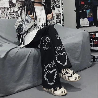 Wide Leg Summer Pants Clothes For Woman Korean Fashion Butterfly Print Harajuku Streetwear Y2k Clothes Pants Trousers Woman Street King Limited