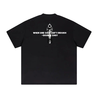 2000s Y2K short Sleeve T-shirt Manfirearms and ammunition Gothic print Loose Aesthetic Punk Oversize Streetwear hip hop tees Street King Limited