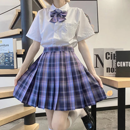 Jk Uniforms Gyaru School Uniform for Girl Student Pleated Skirt Uniform Set Women Short Sleeve Bow Tie Seifuku Japanese Style Street King Limited