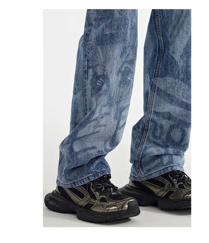 designer human printed denim jeans mens new casual zipper straight hip hop jeans streetwear baggy pants joggers graphic jeans unique joggers style 5155