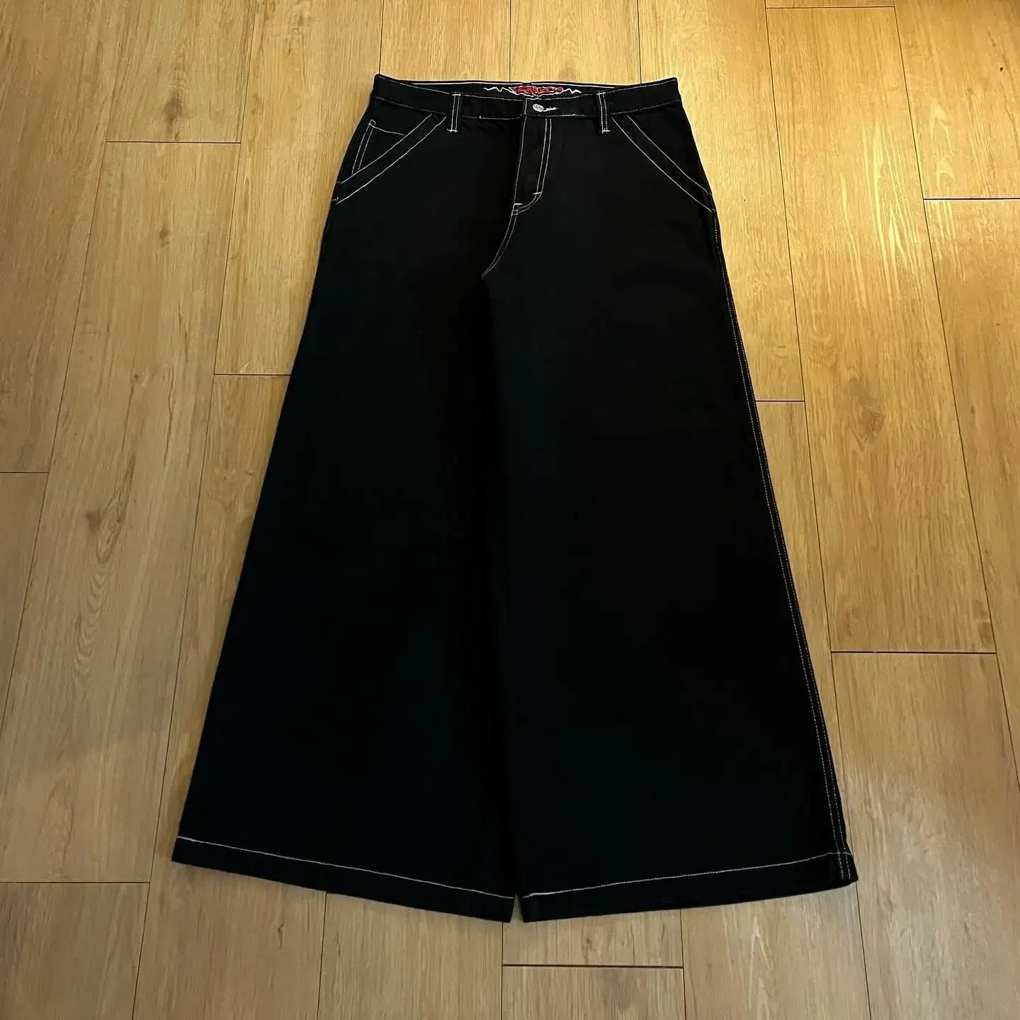 wexwear embroid baggy jeans harajuku hip hop graphic high waist wide trouser streetwear y2k jeans men women gothic black pants unique jeans style 1862