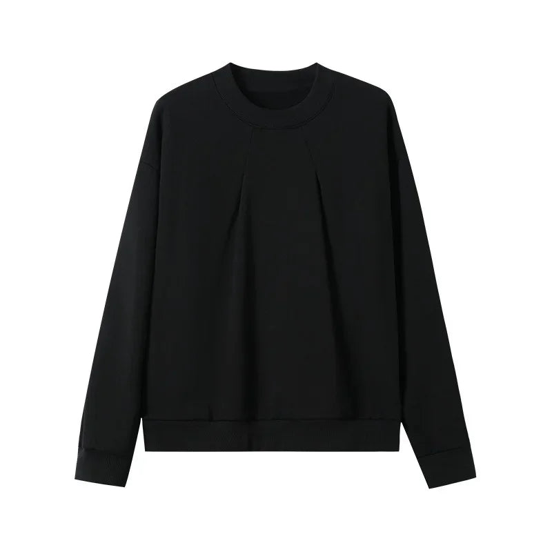 2024 Korean Fashion Crewneck Sweatshirts For Men Casual Design Pullover Y2K Hoodies Solid Color Streetwear Long Sleeve Tops Street King Limited