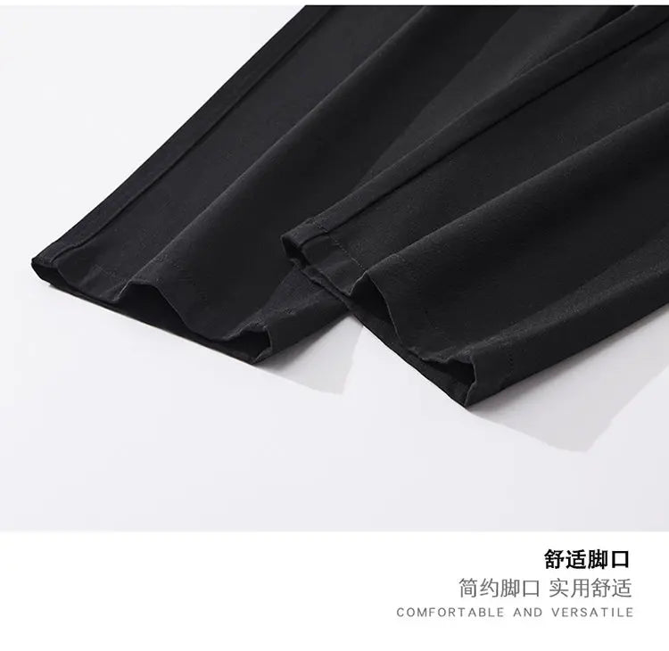 mens trend streetwear fashion loose casual plus size straight wide leg suit pant office man commute work pants trousers unique default style 2089