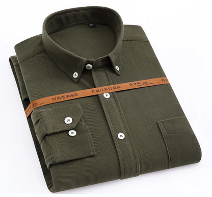Streetwear Japan Style Mens Fashion Long Sleeve Corduroy Shirt Single Patch Pocke Japan Style Mens Fashion Long Sleeve Corduroy Shirt Single Patch Pocket Comfortable Work Casual Standard Fit Button Down Shirts Fashion Sweater Jacket With Graphic Design For Men