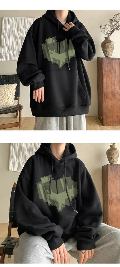 Autumn New Love Graphic Print Hoody Sweatshirts Man Hip Hop Oversized Streetwear Pullover Hoodies Y2K Vintage Casual Clothes Street King Limited