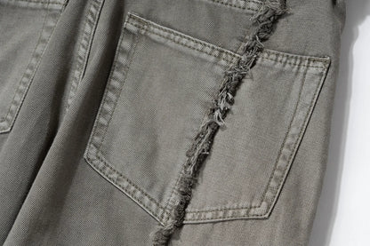 y2k streetwear tassel multi pocket jeans for men straight solid baggy cargo pants pantalones hombre casual denim trousers 1 unique cargo style 617