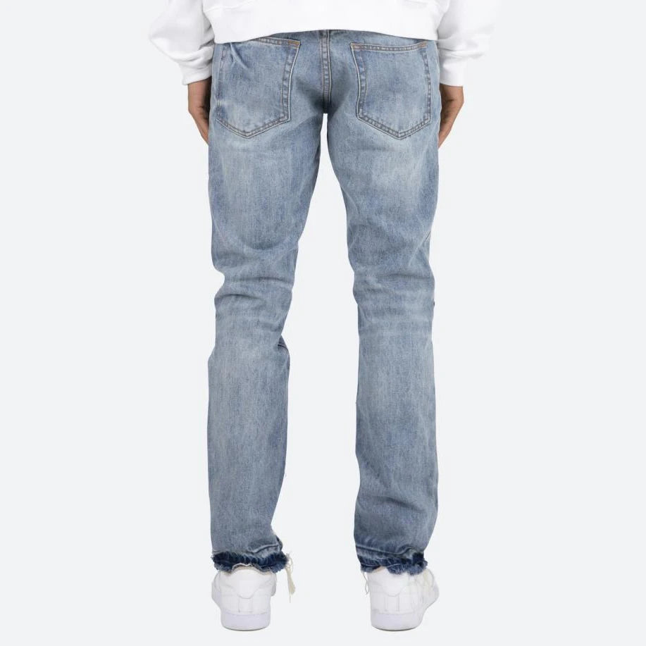 Vintage Washed Letter Embroidery Ripped Hole Blue Men's Jeans Straight Frayed Streetwear Hip Hop Loose Unisex Denim Trousers Street King Limited