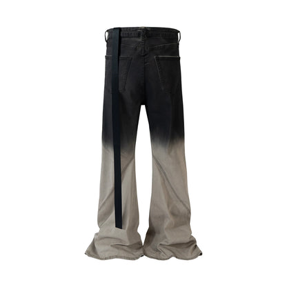 Streetwear RO style Gradient Color Baggy Stacked Baggy Flare Jeans for Men and Women Straight Washed Casual Denim Trousers Street King Limited
