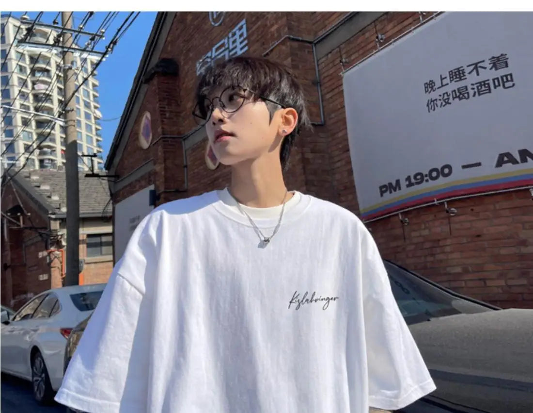 Loose American retro dark green t-shirt men's trendy summer short-sleeved European and American high street half-sleeved tops Street King Limited
