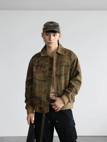 camouflage cargo motorcycle jacket men streetwear hip hop fashion retro loose casual short bomber jacket girl boyfriend coat unique cargo style 699