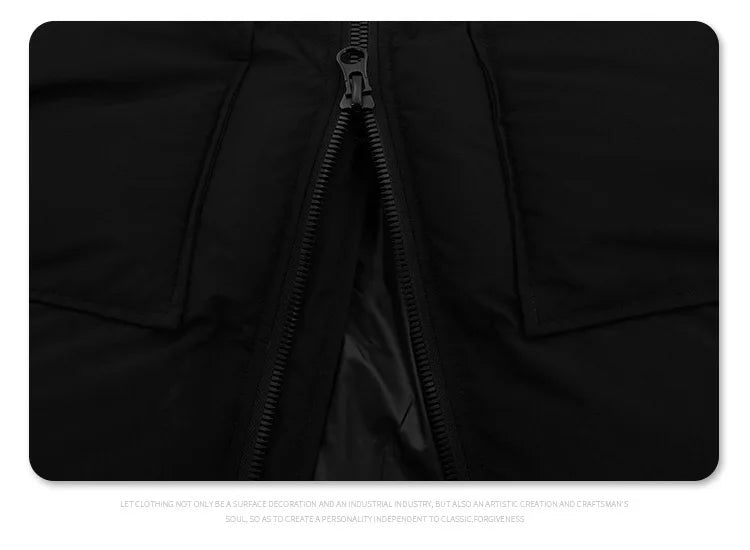 2024AW windproof warm turtleneck slant cut pocket detachable hooded cotton suit Street King Limited