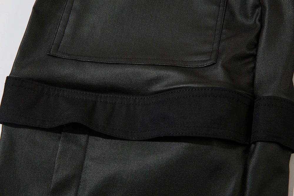 high street striped pu leather cargo pants mens harajuku straight ropa hombre loose overalls oversized casual trousers unique cargo style 5686