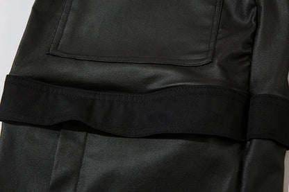 high street striped pu leather cargo pants mens harajuku straight ropa hombre loose overalls oversized casual trousers unique cargo style 5686