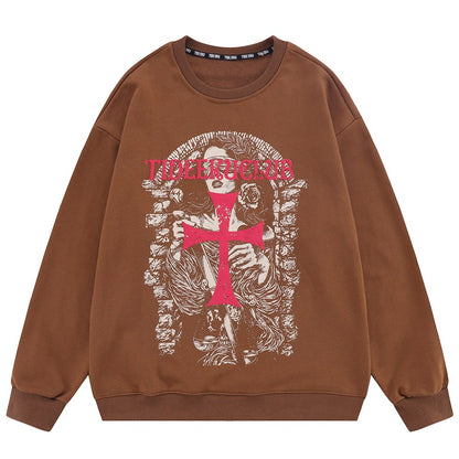 "Red Cross" Unisex Men Women Streetwear Graphic Sweatshirt Daulet Apparel