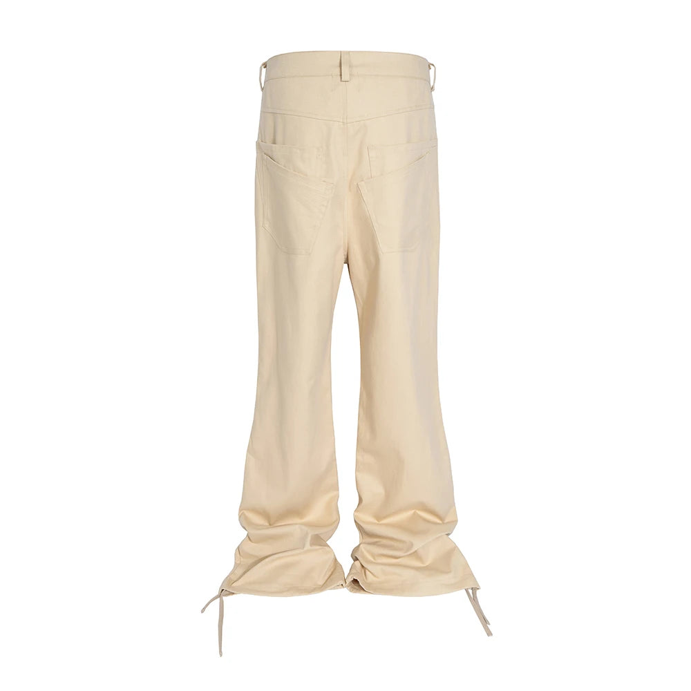 streetwear solid color pockets baggy cargo pants mens straight loose casual boot cut ropa hombre oversized flare trousers combat utility trousers