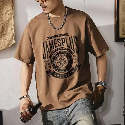 Summer male and female fashion street personality letter print round neck short sleeved couple loose retro casual T-shirt top Street King Limited