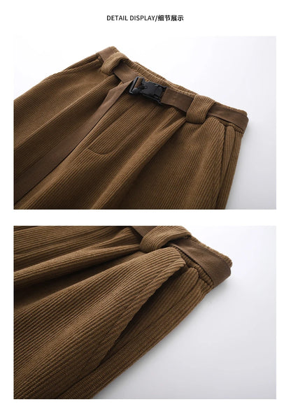 winter mens wide leg straight sweatpants korean fashion warm fleece track pants male casual thermal trousers with long belt unique joggers style 1085