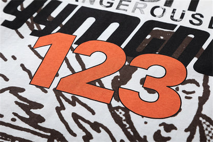 2024 Summer And Spring 123 Letter Print GYMGNO Graffiti Slogan Worn Retro Long Sleeve T Shirt Pullover Sweatshirt Street King Limited