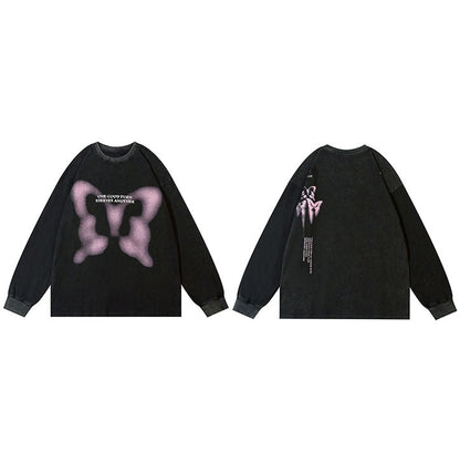 "Blurry Butterfly" Unisex Men Women Streetwear Graphic Sweatshirt Daulet Apparel