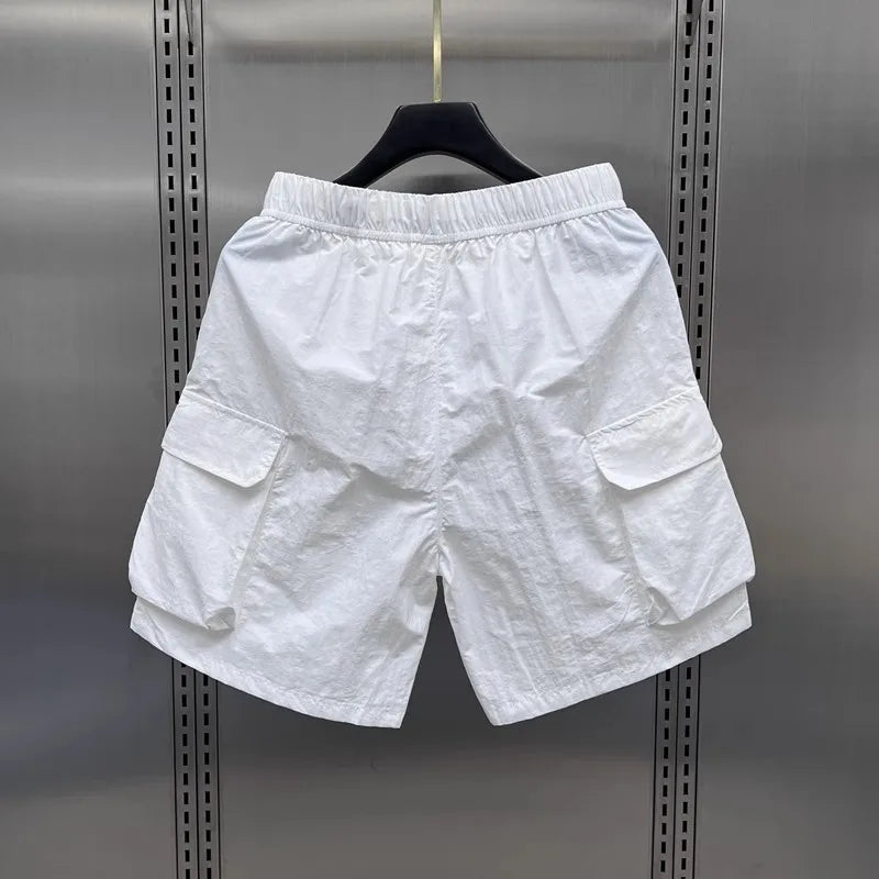 Men Shorts Summer Outdoor Glossy Cool Feeling Quick Dry Wide Leg Pants Functional Wind Large Pockets Trendy Men Workwear Shorts Street King Limited