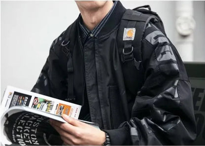 japanese trendy charge jacket mens american pilot windproof tooling coats thin loose letter printed unisex baseball jersey unique default style 2278
