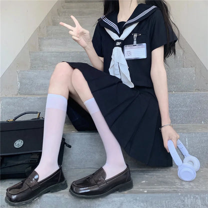 Navy Sailor Outfit Japanese Style School Uniform Skirt Girls JK Uniforms Student Sailor Dress Korean Student Seifuku COS Costume Street King Limited