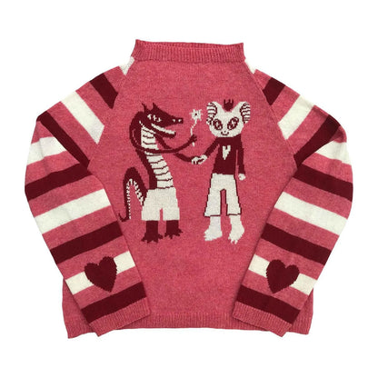 Y2K Women's Sweater Clothing Vintage Knitted Wool Sweater Jumper Round Neck Stripe High Neck Round Neck Long Sleeve Clothing Top Street King Limited