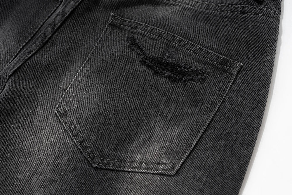 vintage washed hole damaged jeans pants for men streetwear y2k ripped black denim trousers pantalones hombre baggy cargos unique cargo style 3532