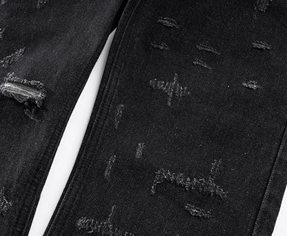harajuku scratched ripped holes denim jeans mens zipper jeans hip hop fashion streetwear new casual straight joggers jean pants unique joggers style 1648