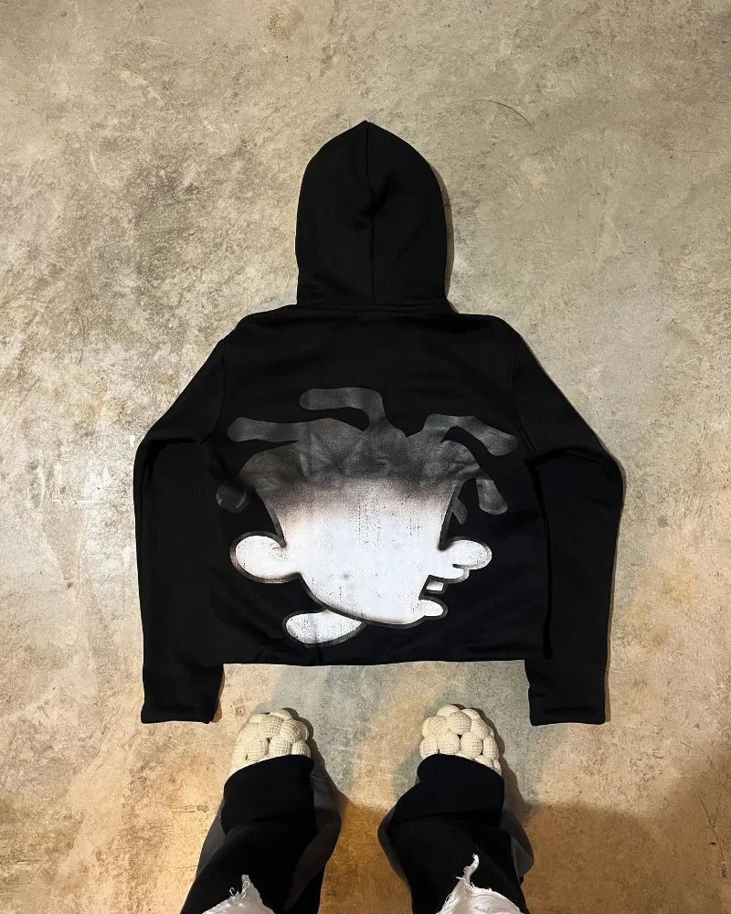 American Harajuku fashion cartoon letter print hoodie male y2k Goth punk couple Street trend casual loose oversized sweatshirt Street King Limited