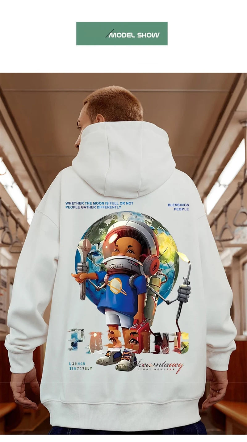 Autumn Anime Astronaut Boy Print Hoodie Sweatshirts Hombre Oversized Hip Hop Casual Fleece Hoody Y2K Vintage Streetwear Hoodies Street King Limited