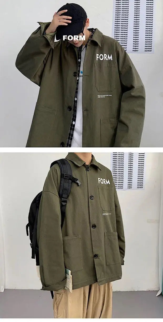 retro japanese workwear vintage style jacket mens spring and autumn korean version trendy handsome loose handsome jacket tops unique default style 4925