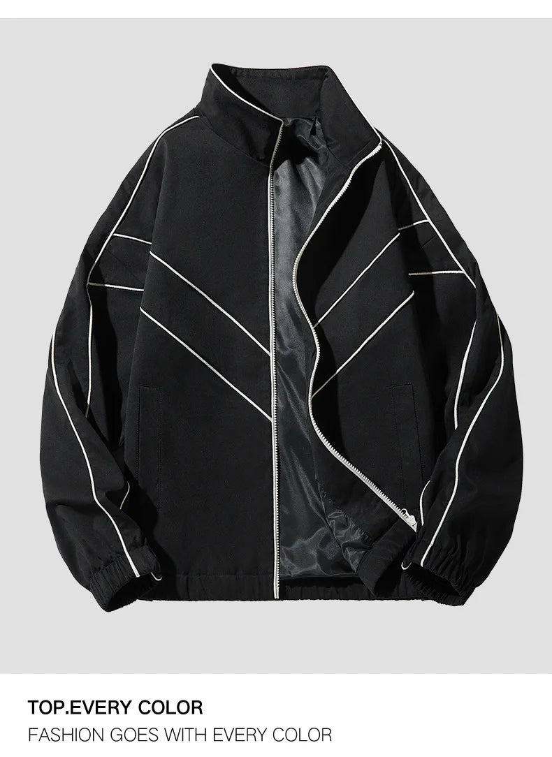mens casual jackets oversized outdoor stand collar baseball coat spring casual varsity coat running fashion windbreaker unisex unique default style 3838