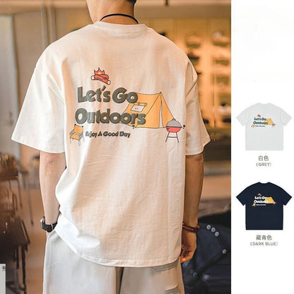 Fashionable Retro Korean Letter Printed Short-sleeved T-shirt Men's Casual Y2K Summer Ins Loose Personalized Half-sleeved Top Street King Limited
