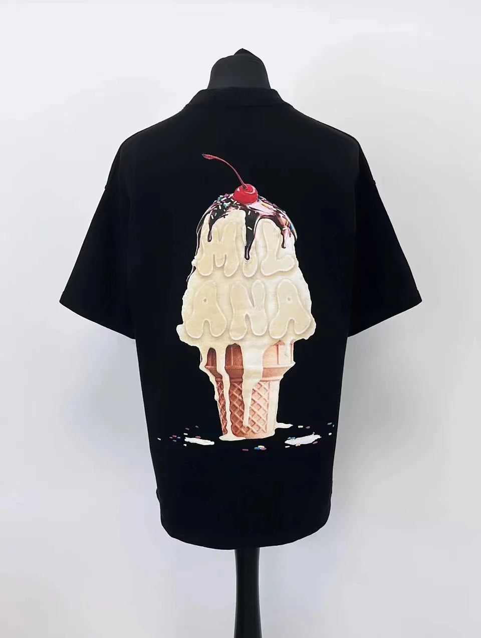 2024 summer new street style ice cream print short sleeve cotton T-shirt men Y2k top Gothic style Harajuku loose couple shirt Street King Limited