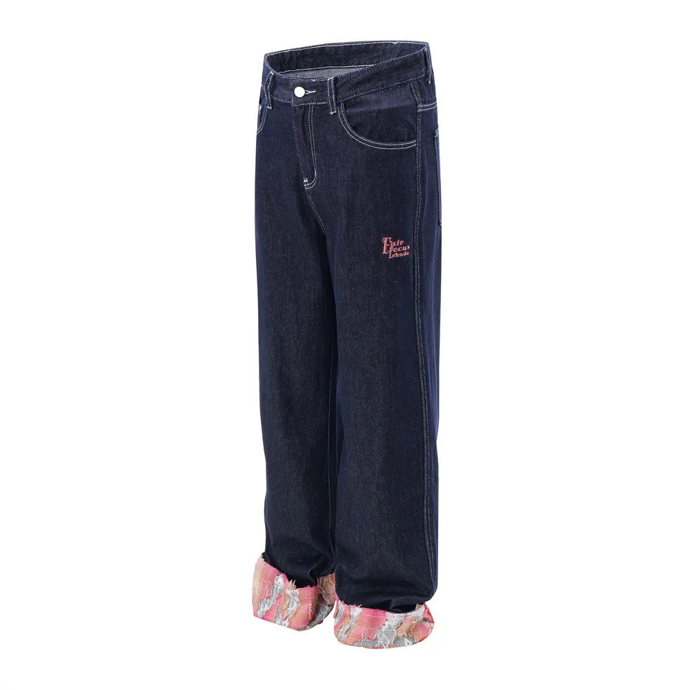 fashion men jeans pocket patchwork loose denim pants hip hop streetwear baggy trousers y2k men s jeans unique jeans style 473