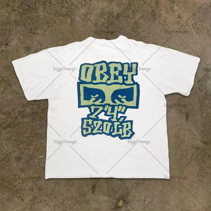 2023 American Streetwear Goth Punk Letter Print Oversized T-Shirts Men's Fashion Casual Loose Crew Neck Tops T-Shirts Women's Street King Limited
