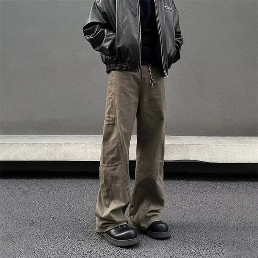 american high street retro men and women trendy straight work pants couple spring and autumn hip hop loose casual pants y2k menswear bottoms