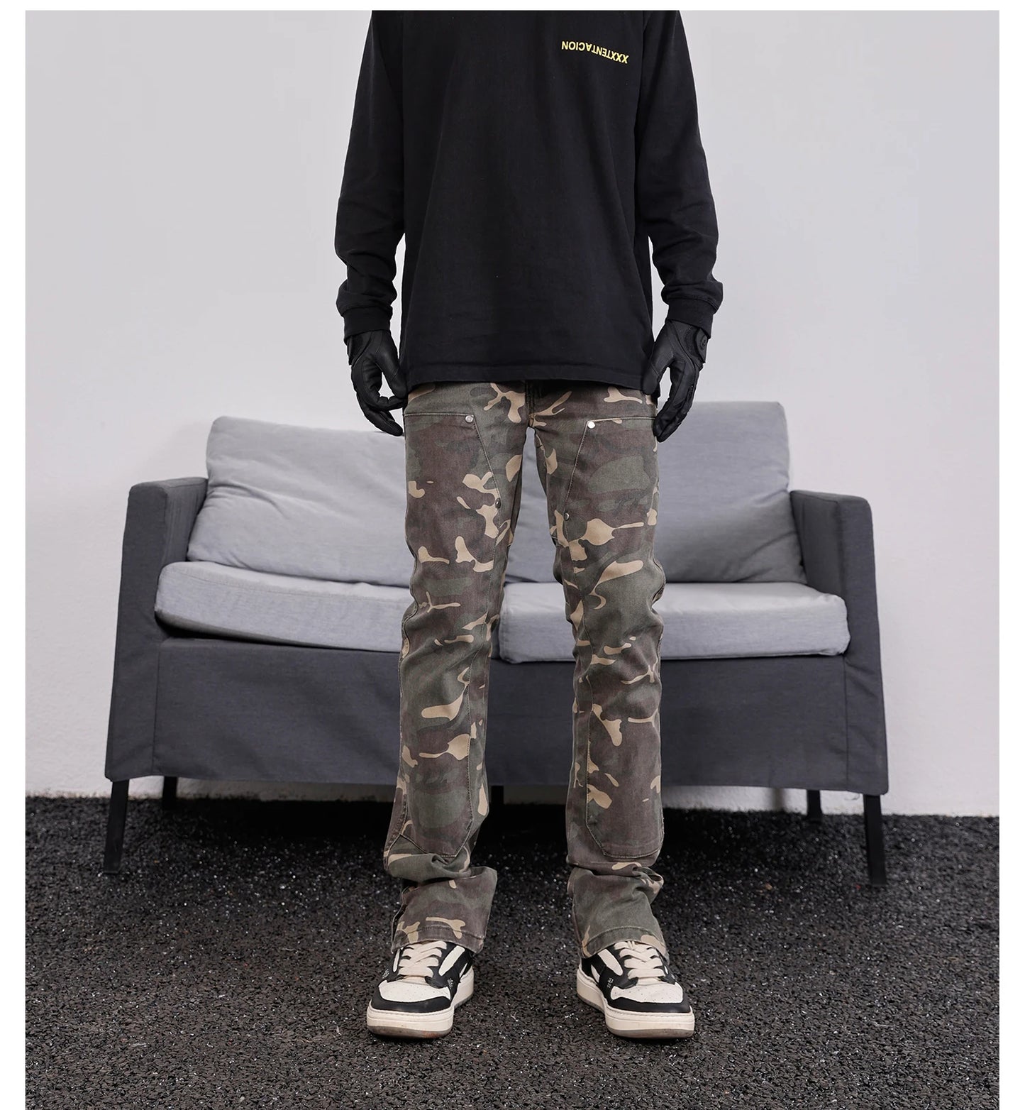 mens hip hop streetwear denim pants fashion camouflage pants 2023 harajuku cotton zipper joggers slim fit jeans trousers pants unique joggers style 1709