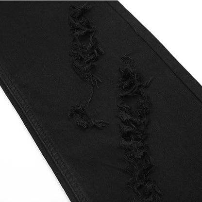 mens distressed ripped destroied tassel denim jean pants new fashion biker jeans streetwear flare pants joggers y2k men s jeans unique joggers style 2990