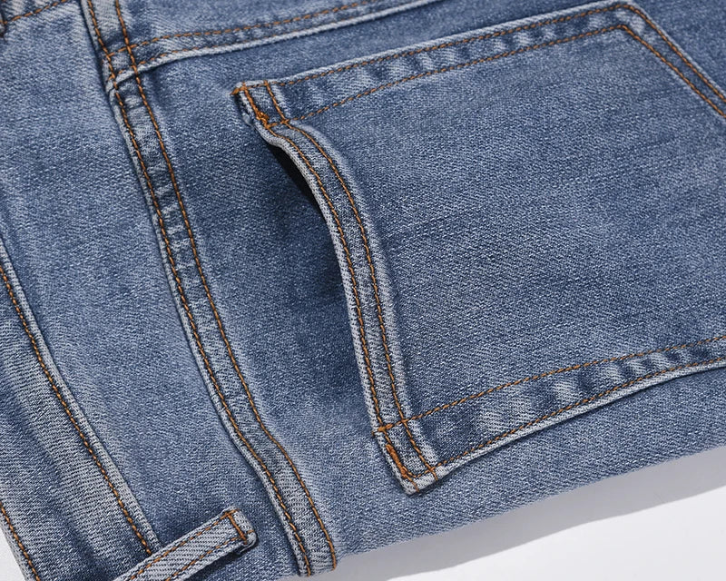 retro hole ripped distressed jeans for men straight washed harajuku hip hop loose denim trousers vibe style casual jean pants unique jeans style 4845