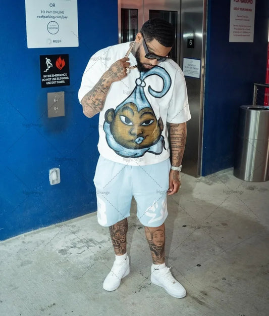 2024Street Hip Hop Oversized T-shirt Gothic Punk Spoof Anime Print ShortSleeve Men Harajuku Fashion Trendy Clothing Casual Loose Street King Limited